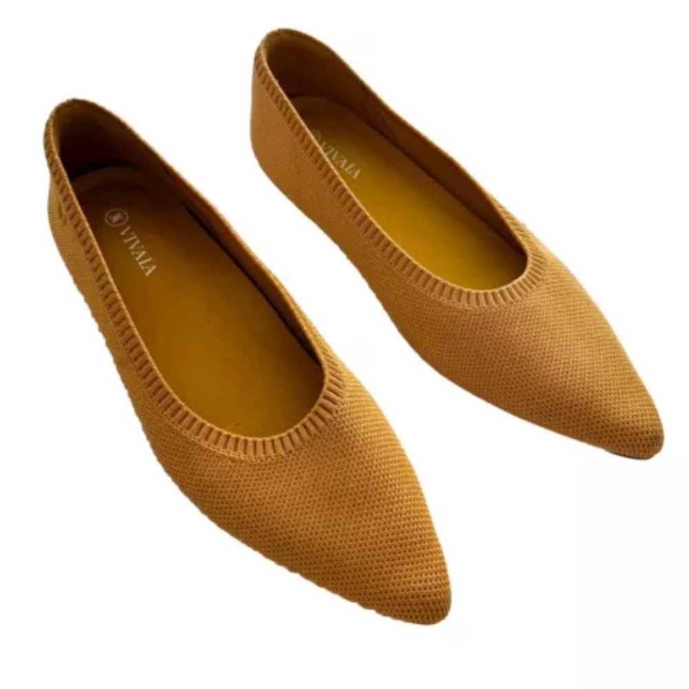 VIVAIA Pointed-Toe Ballet Flats Aria Size 39.5 or 8.5 Trendy Comfortable Yellow